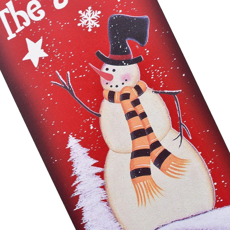 Linfevisi Christmas Sled Decor Snowman Wood Signs Santa Sleigh Wall Decoration Wooden Hanging Xmas Ornaments Outdoor, 4.4x15 Inch - Image 3